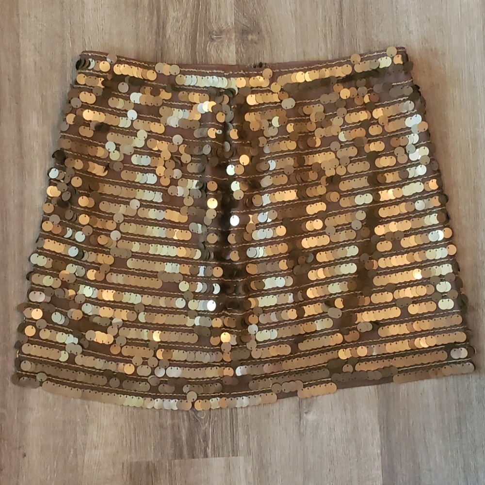 Gold sequence mini skirt size medium